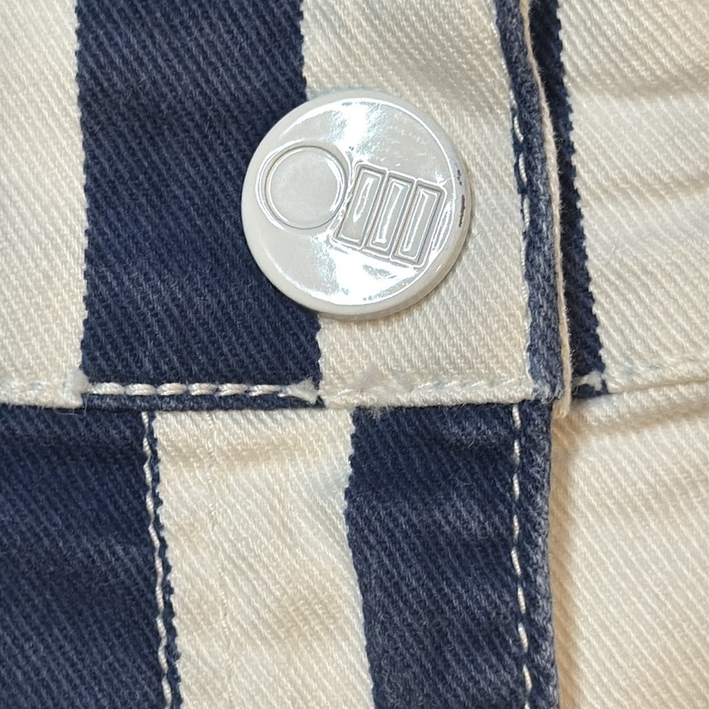 SOLID & STRIPED High Waist Blue and White Shorts - Picture 4 of 5